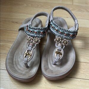 Embellished Beige Sandals